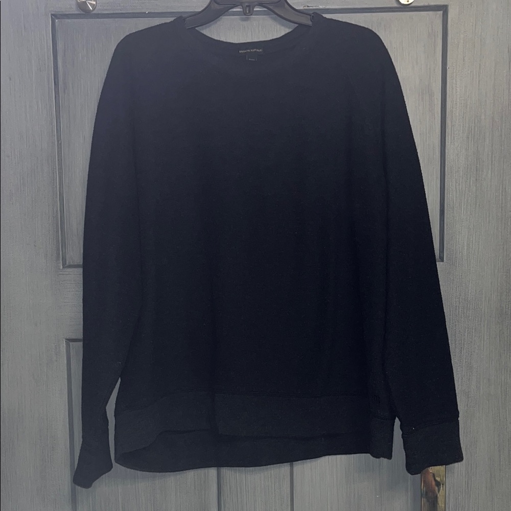 Banana Republic XL Men's Classic Waffle Knit Black Crewneck Sweatshirt #preppy